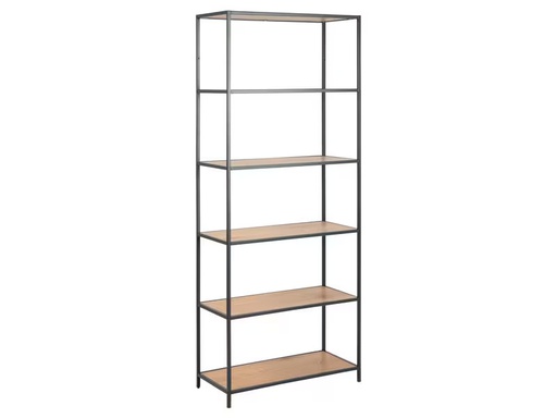 [90348050 1702431] AC Design Regal Seaford 77 x 35 x 185 cm, Eiche/Schwarz matt