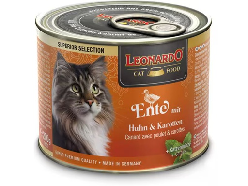 [90348721 1697219] Leonardo Cat Food Nassfutter Superior Selection Ente, 200 g