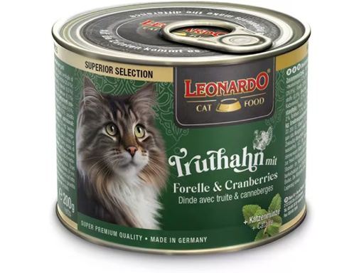 [90348786 1697218] Leonardo Cat Food Nassfutter Superior Selection Truthahn &amp; Forelle, 200 g