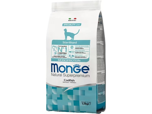 [90349400 1691165] Monge Trockenfutter Katze Monoprotein Sterilisiert Kabeljau 1.5 kg