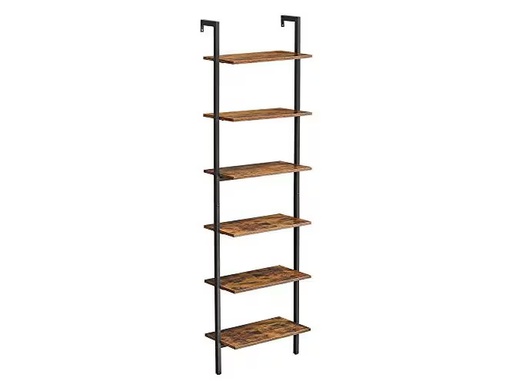 [90350109 1706260] VASAGLE Wandregal mit 6 Ebenen 60 x 30 x 204.8 cm, Braun/Schwarz