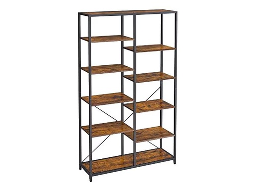 [90350176 1706235] VASAGLE Regal mit 10 Ebenen 100 x 30 x 17 cm, Braun/Schwarz