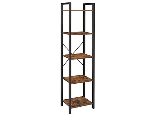 [90350417 1706266] VASAGLE Regal mit 5 Ebenen 40 x 30 x 146 cm, Braun/Schwarz
