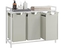VASAGLE Wäschekorb  mit Ablage 3 x 38 l, Weiss