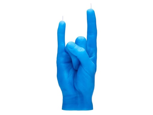 [90350692 1719526] Mandatus Kerze You Rock Candle Hand, Blau