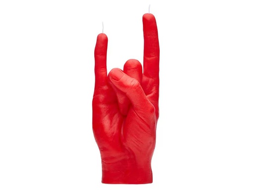 [90350704 1719528] Mandatus Kerze You Rock Candle Hand, Rot