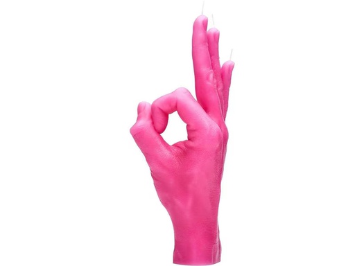 [90350749 1719517] Mandatus Kerze OK Candle Hand, Pink