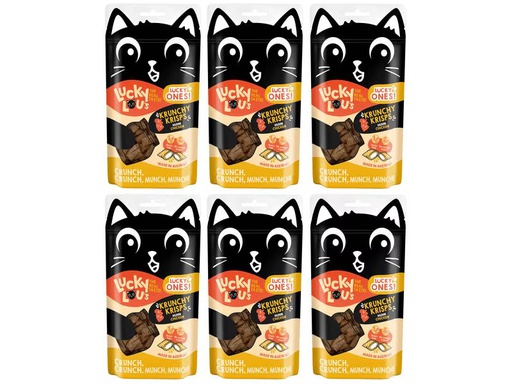 [90350779 1701170] Lucky Lou Katzen-Snack Lucky Ones Krunchy Krisps Huhn, 6 x 60g
