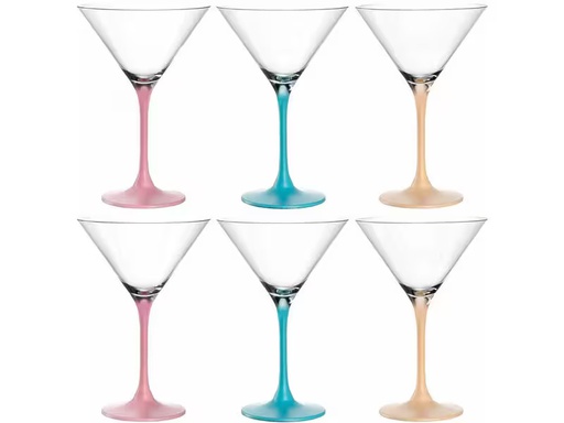 [90350791 1686036] Leonardo Cocktailglas Brera 230 ml, 6 Stück, Himmelblau/Pfirsich/Rosa