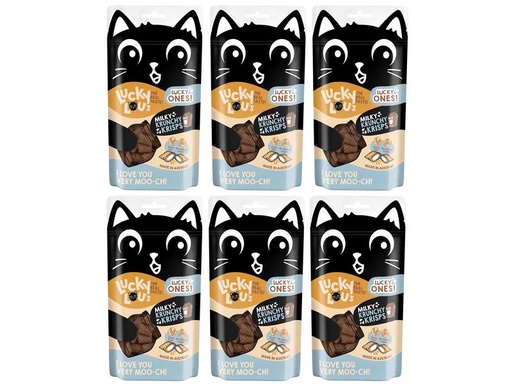 [90350793 1701169] Lucky Lou Katzen-Snack Lucky Ones Krunchy Krisps Milch, 6 x 60g