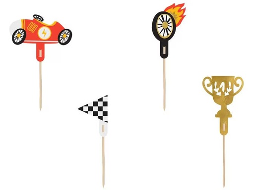 [90350815 1706056] Partydeco Kuchen-Topper Auto mix, 12 cm, 4 Stück
