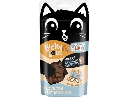 [90350866 1701131] Lucky Lou Katzen-Snack Lucky Ones Krunchy Krisps Milch, 60g