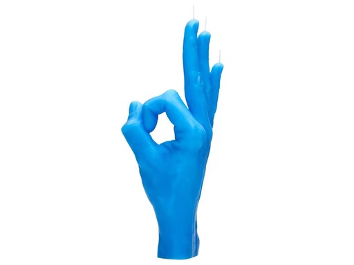 [90351078 1719515] Mandatus Kerze Candle Hand OK, Blau