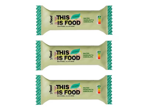 [90351319 1724505] YFOOD Protein Riegel vegan Salted Hazelnut &amp; Chocolate 3 x 60 g