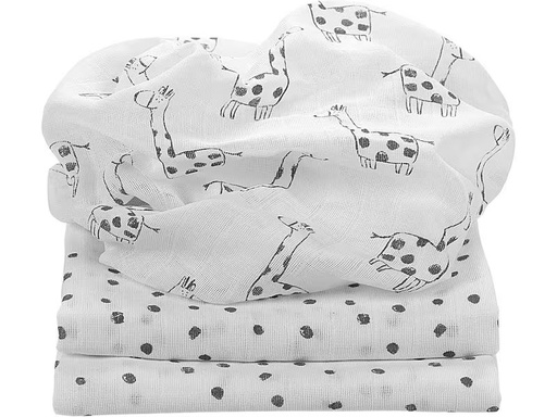 [90351415 1696503] Odenwälder Mulltuch Giraffe 3er Set Anthrazit 80 x 80 cm