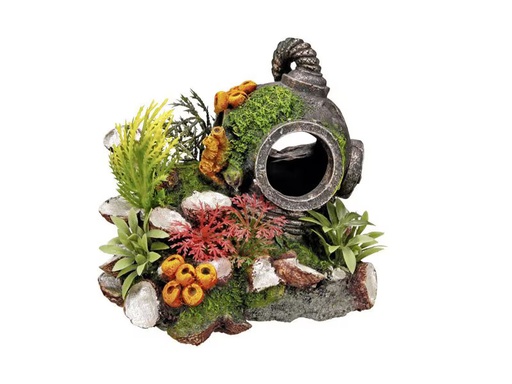 [90351418 1705690] Nobby Aqua Ornaments Helm mit Pflanzen 13.5 x 11 x 12 cm