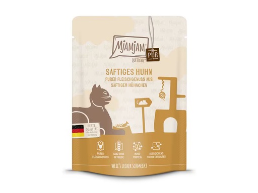 [90352211 1661772] Mjamjam Nassfutter Quetschie Huhn pur, 300 g