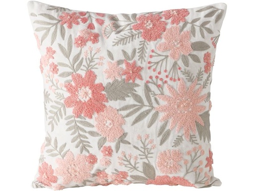 [90352629 1662967] Boltze Kissen Lomna 45 x 45 cm, Crème/Dunkelrosa/Grün
