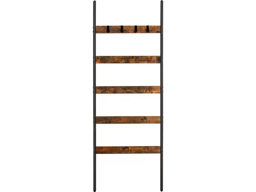 [90353985 1718842] VASAGLE Leiter mit 5 Sprossen 65 x 178 cm, Braun/Schwarz