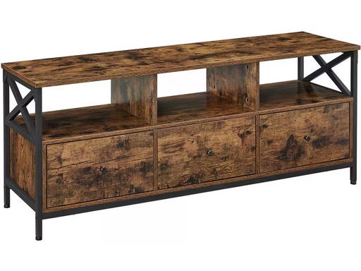[90354093 1718829] VASAGLE TV-Möbel mit 3 Schubladen 147 x 40 x 50 cm, Braun/Schwarz