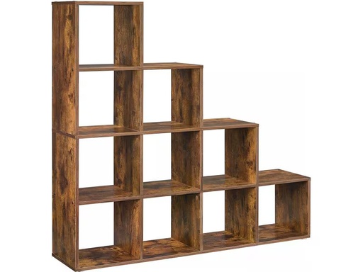 [90354278 1718832] VASAGLE Regal mit 10 Würfeln 129.5 x 29 x 129.5 cm, Braun