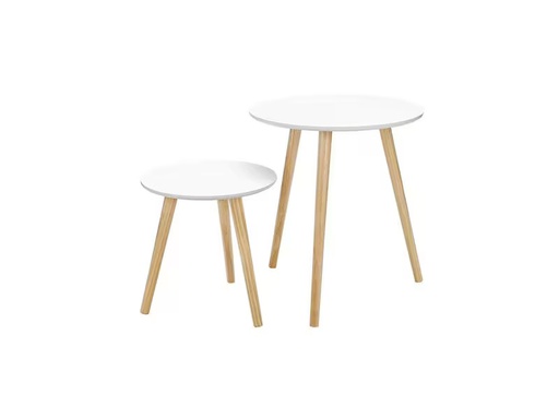[90354636 1734574] Songmics Beistelltisch 2er Set Weiss/Nature