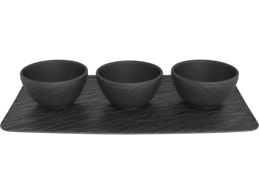[90055718 1097803] Villeroy &amp; Boch Servierplatte mit Schälchen Manufacture Rock Schwarz