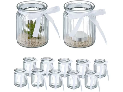 [90358953 1720779] relaxdays Windlicht 9.5 cm, Glas, 12 Stück