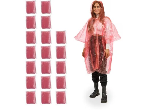 [90358954 1720788] relaxdays Regenponcho 20 Stück, Rot