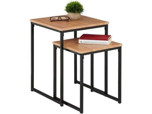 [90358956 1720795] relaxdays Couchtisch 2er Set Hellbraun/Schwarz