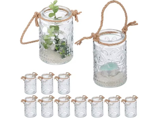 [90359002 1720780] relaxdays Windlicht Summer Vintage 10.5 cm, Glas