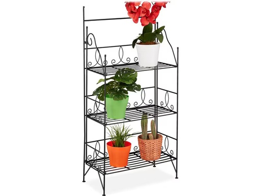[90359282 1720771] relaxdays Pflanzenständer Antik klappbar 100 cm, Schwarz