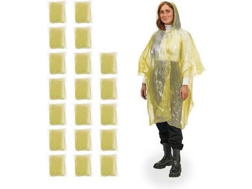 [90359519 1720785] relaxdays Regenponcho 20 Stück, Gelb