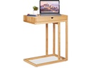relaxdays Beistelltisch mit Schubfach 55 cm x 68 cm, Hellbraun