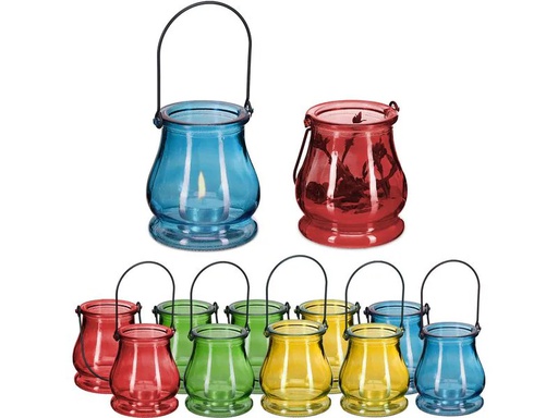 [90359686 1720778] relaxdays Windlicht Summer 9.5 cm, Glas und Metall, 12 Stück