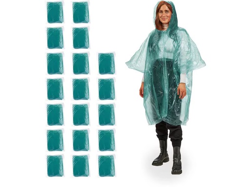 [90359845 1720786] relaxdays Regenponcho 20 Stück, Grün