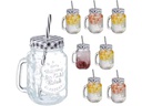 relaxdays Trinkglas Summer 500 ml, 8 Stück, Schwarz/Transparent/Weiss