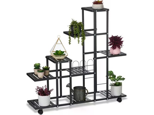 [90359890 1720774] relaxdays Pflanzenständer mit Rollen 91.5 cm, Schwarz