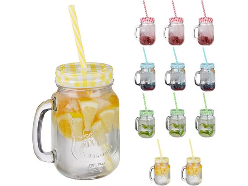 [90360011 1720731] relaxdays Trinkglas Summer 500 ml, 12 Stück, Mehrfarbig