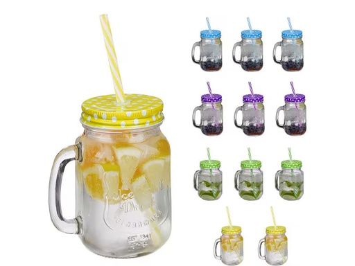 [90360040 1720732] relaxdays Trinkglas Summer 500 ml, 12 Stück, Mehrfarbig