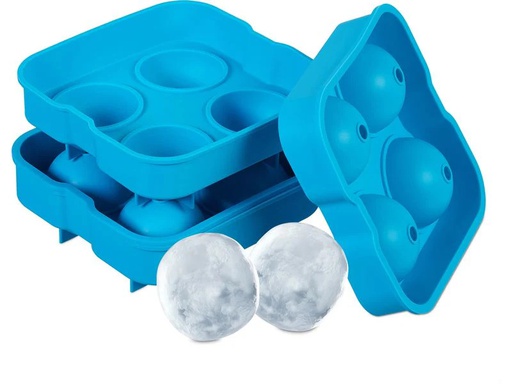 [90360110 1720741] relaxdays Eiswürfelform Kugel 2 Stück, Blau
