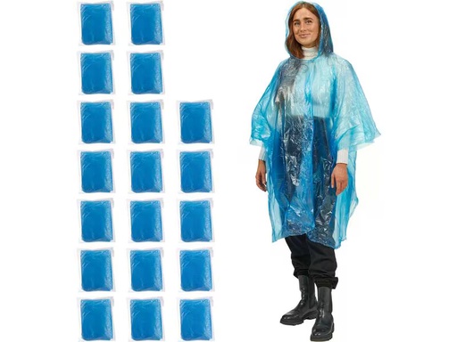 [90360233 1720784] relaxdays Regenponcho 20 Stück, Blau
