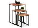 relaxdays Beistelltisch 3er Set Hellbraun/Schwarz