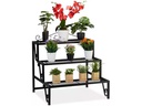 relaxdays Blumentreppe 69 cm, Schwarz
