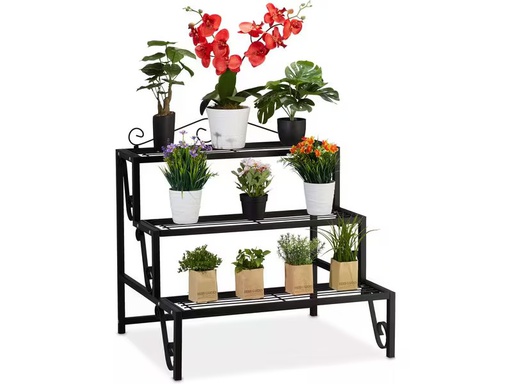 [90360316 1720769] relaxdays Blumentreppe 69 cm, Schwarz