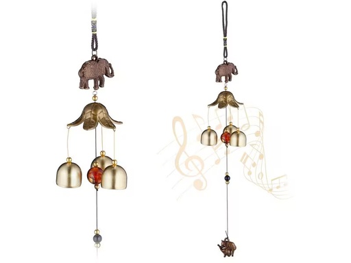 [90360626 1720757] relaxdays Windspiel Feng Shui Elefanten 45.5 cm