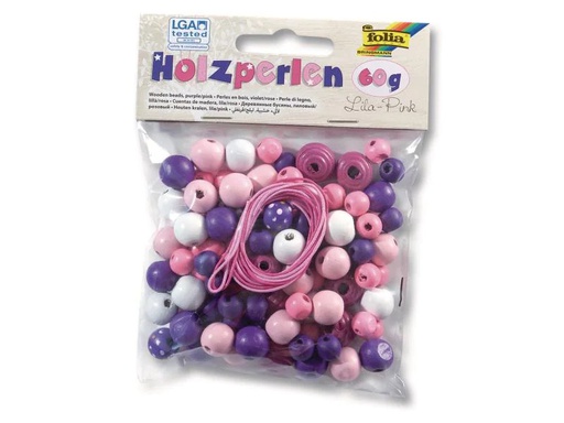 [90057136 599552] Folia Holzperlen Pink/Violett