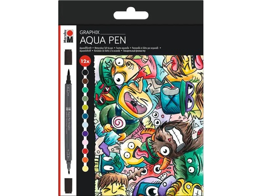 [90057602 1135179] Marabu Filzstift Aqua Pen Graphix Mega Mash, 12 Stück