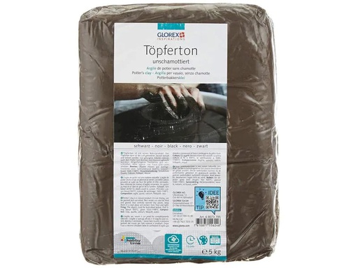 [90005743 823915] Glorex Töpferton 5 kg Schwarz