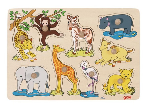 [90057806 657668] Goki Holzpuzzle Afrikanische Tierkinder